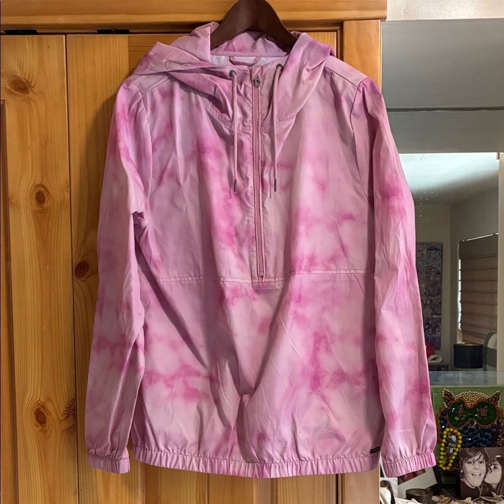 Volcom Pink Tie-Dye Water-Resistant Windbreaker Hoodie Jacket